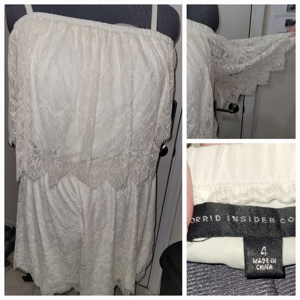 Torrid Insider Collection Boho Ivory Lace Cold Shoulder Romper Size 4